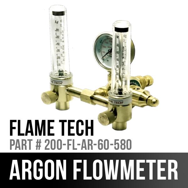 Flame Technologies 100-FL-AR-60-580 Argon Flow Meter & Regulator for MIG & TIG 