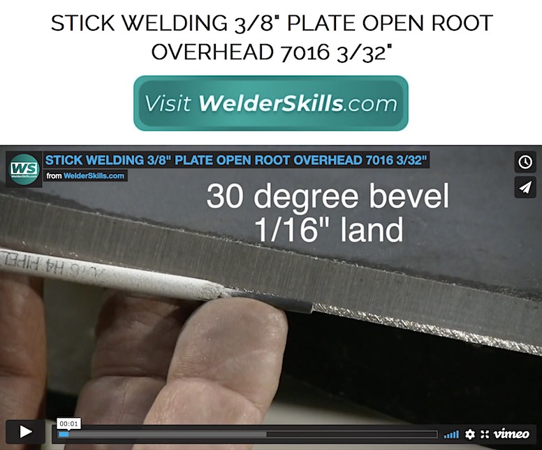 Stick Welding open root 7016 3/32" settings for overhead plate