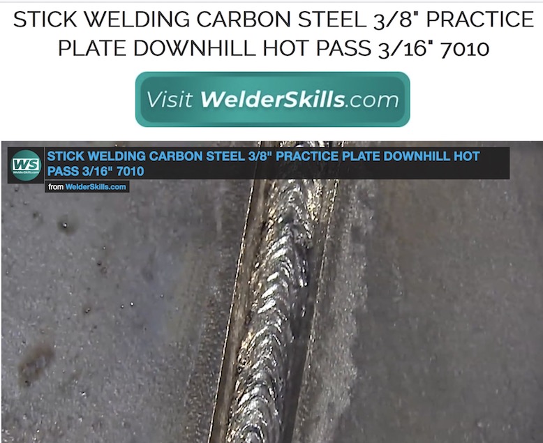 Stick Carbon Steel 3/8" plate downhill hot pass 3/16" 7010 settings
