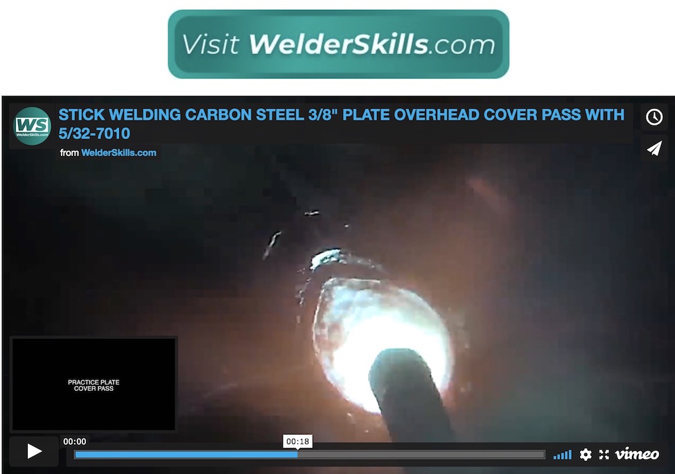 Stick Welding Overhead Plate cover pass with 5/32" 7010
