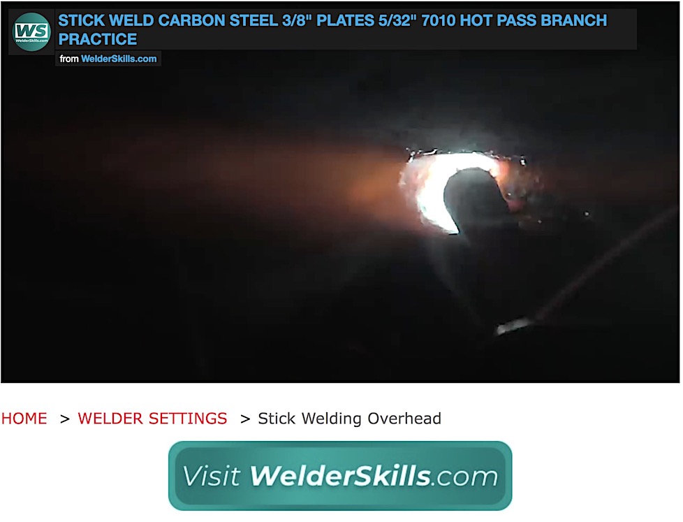 Stick Welding Overhead branch Connection practice plate 5/32" 7010