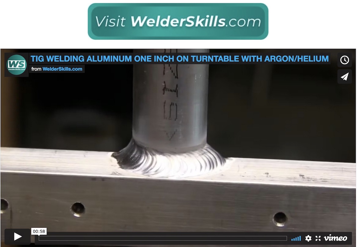 TIG Welding Settings for One Inch Thick Aluminum on turntable