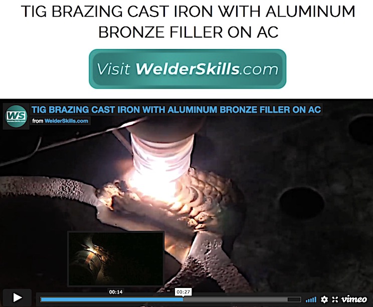 Tig Brazing Cast Iron with Aluminum Bronze filler rod on AC