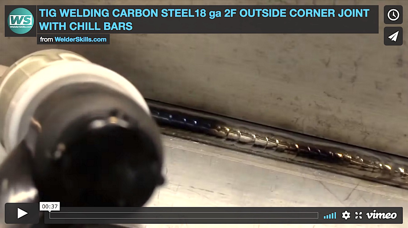 Tig Welding Carbon Steel 18ga 2f outside corner using chill bars