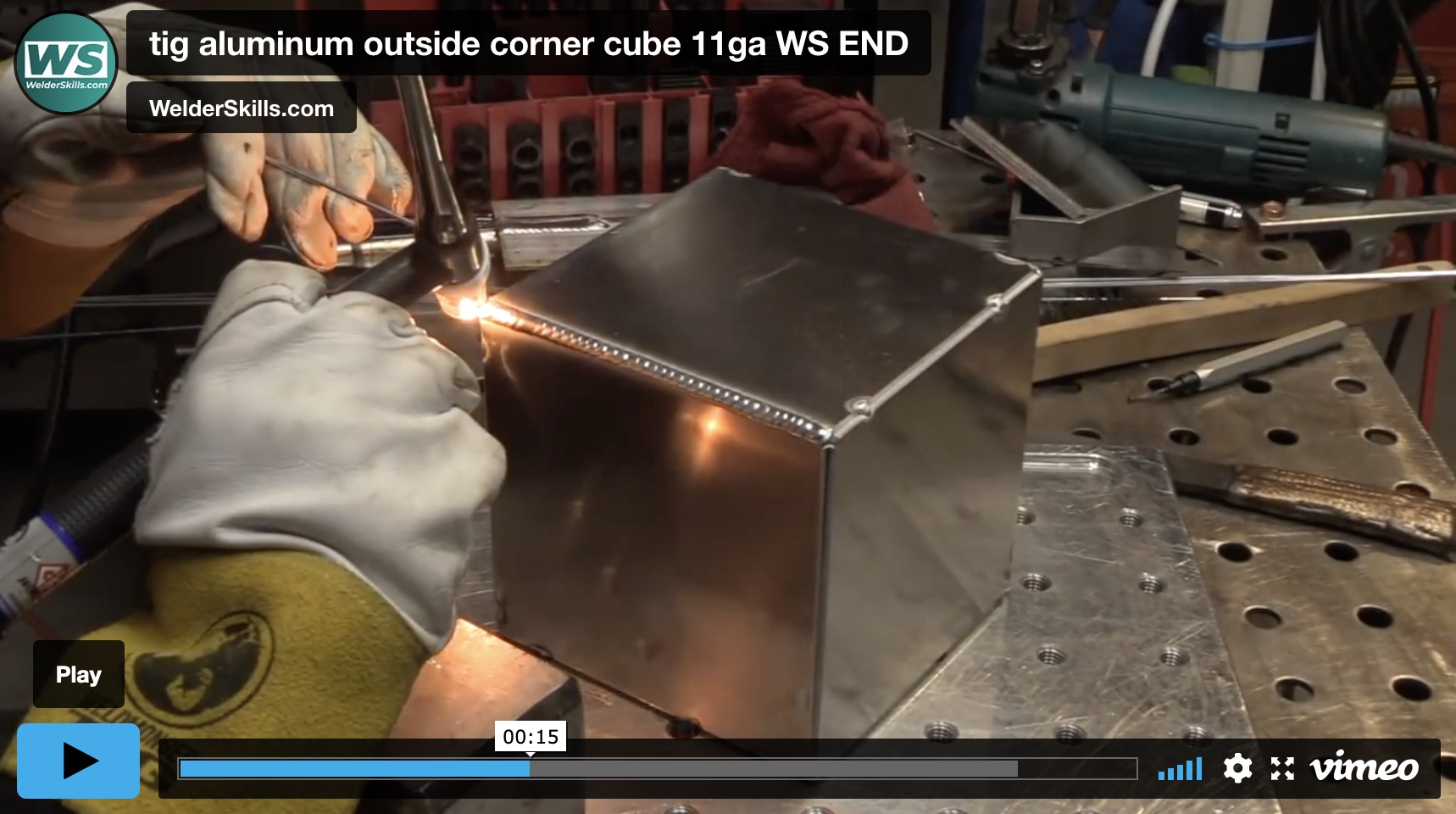 Tig Welding 11ga Aluminum 2f outsider corner cube project settings