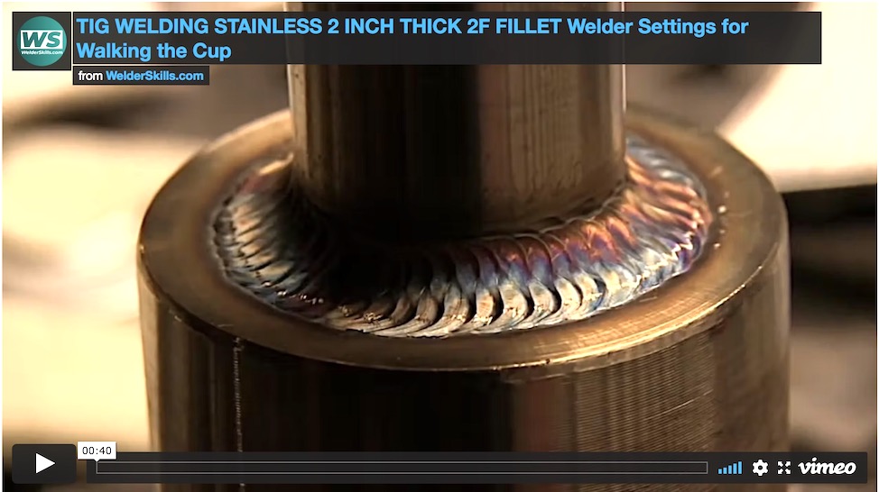 Quick Video Shows settings and Walking the cup on thick stainless steel fillet weld